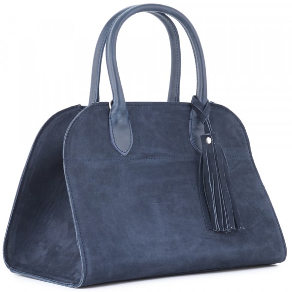 Женская кожаная сумка "Вирджиния" (синяя). фото 1