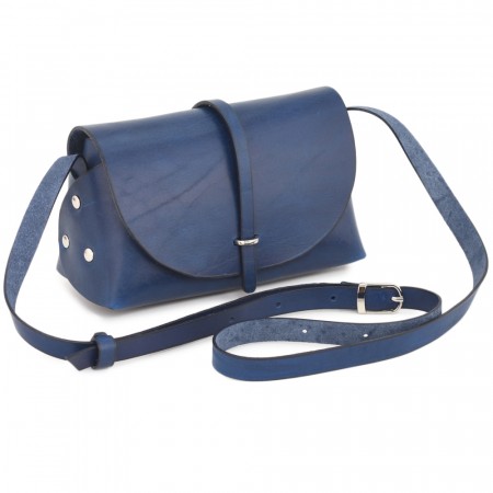  Женская кожаная сумка "Милла макси" (синяя) 