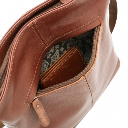 Женская кожаная сумка "Долорес" (коньяк)