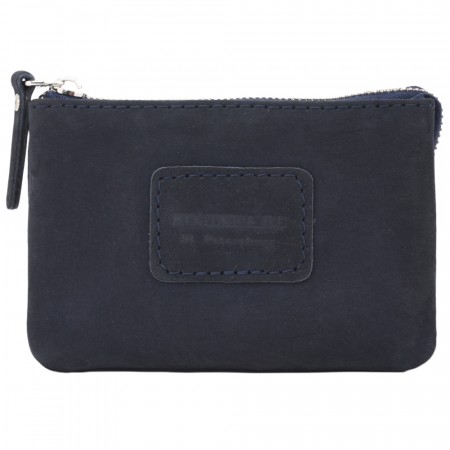Кожаный кошелек "Солярис" (велюр синий)