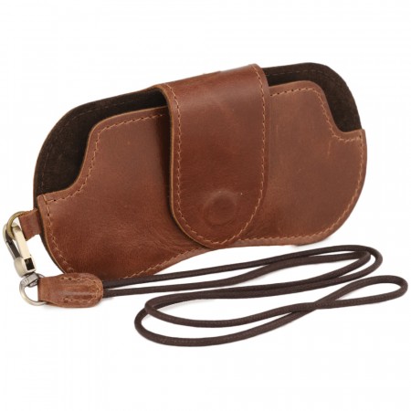 Кожаный чехол для очков "Бразилия" (глянец коньяк) 