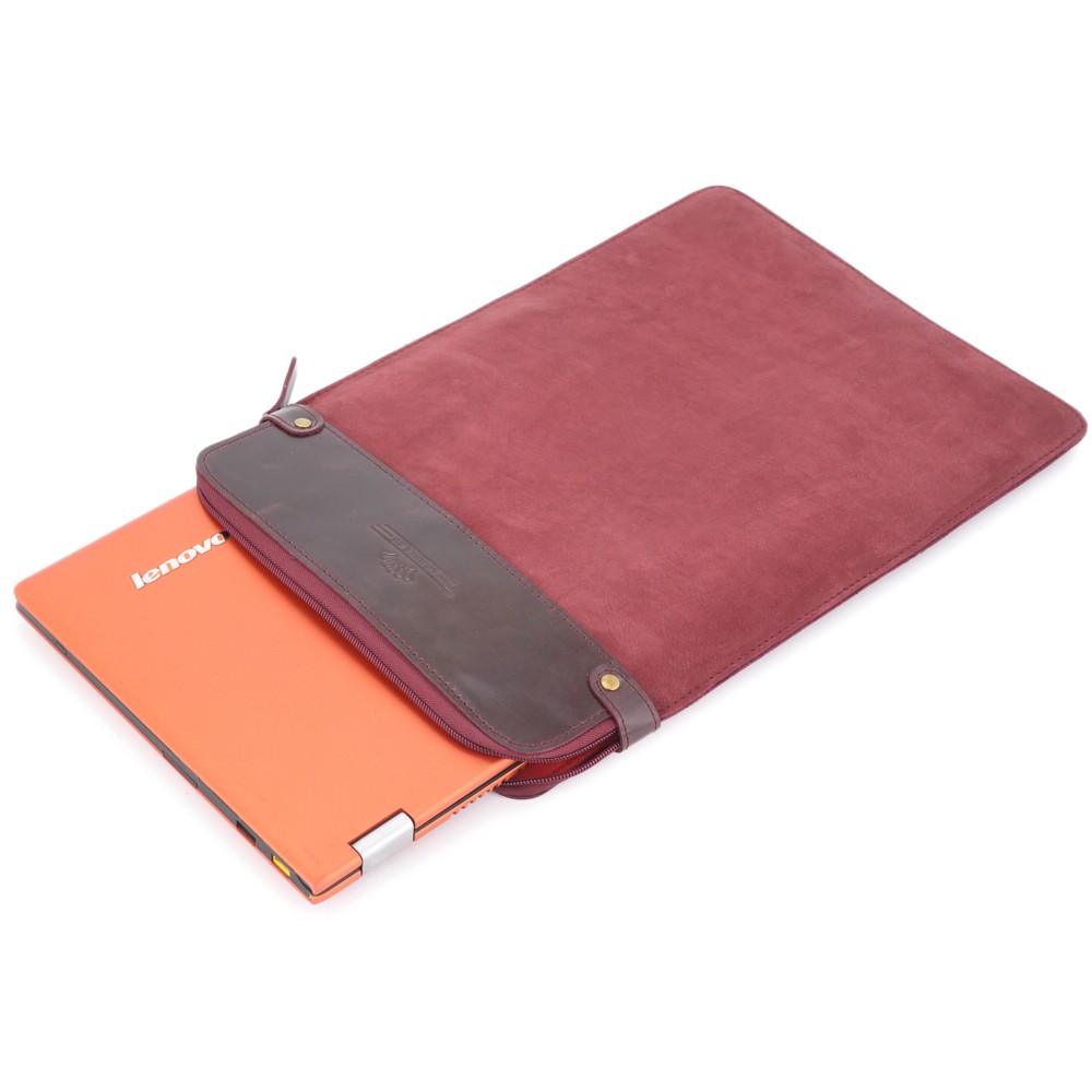 Чехол для ноутбука "Колизей" (велюр/кожа) вишня