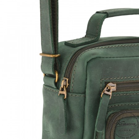  Мужская кожаная сумка "Гектор" (изумруд крейзи)