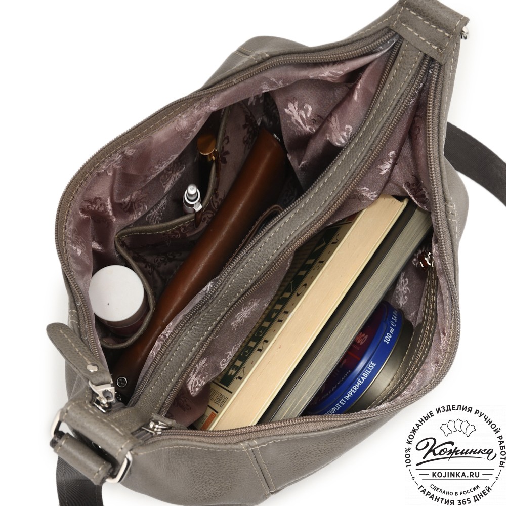 Женская кожаная сумка "Сабрина" (фактура серая)