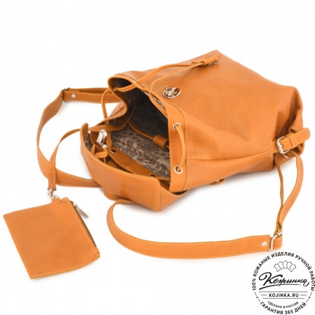  Женский кожаный рюкзак "Паулина" (желтый) 