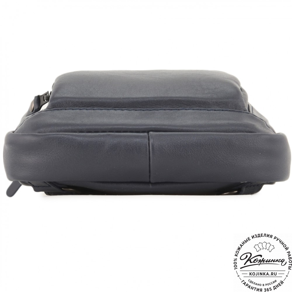 Кожаная сумка на грудь "Вульф" (синий)