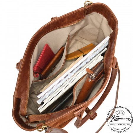 Кожаная женская сумка "Калипсо" (рыжая)