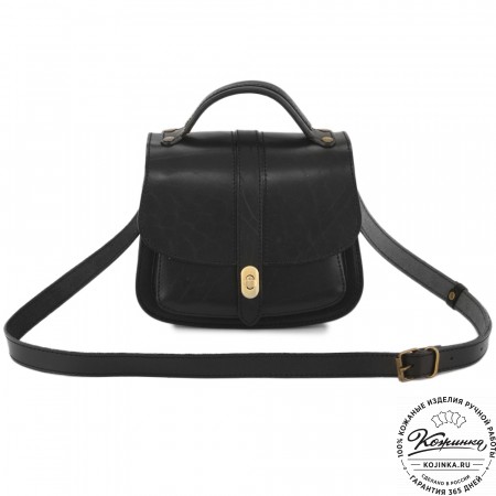Кожаная сумка ручной работы "Париж" - с ручкой (черный)