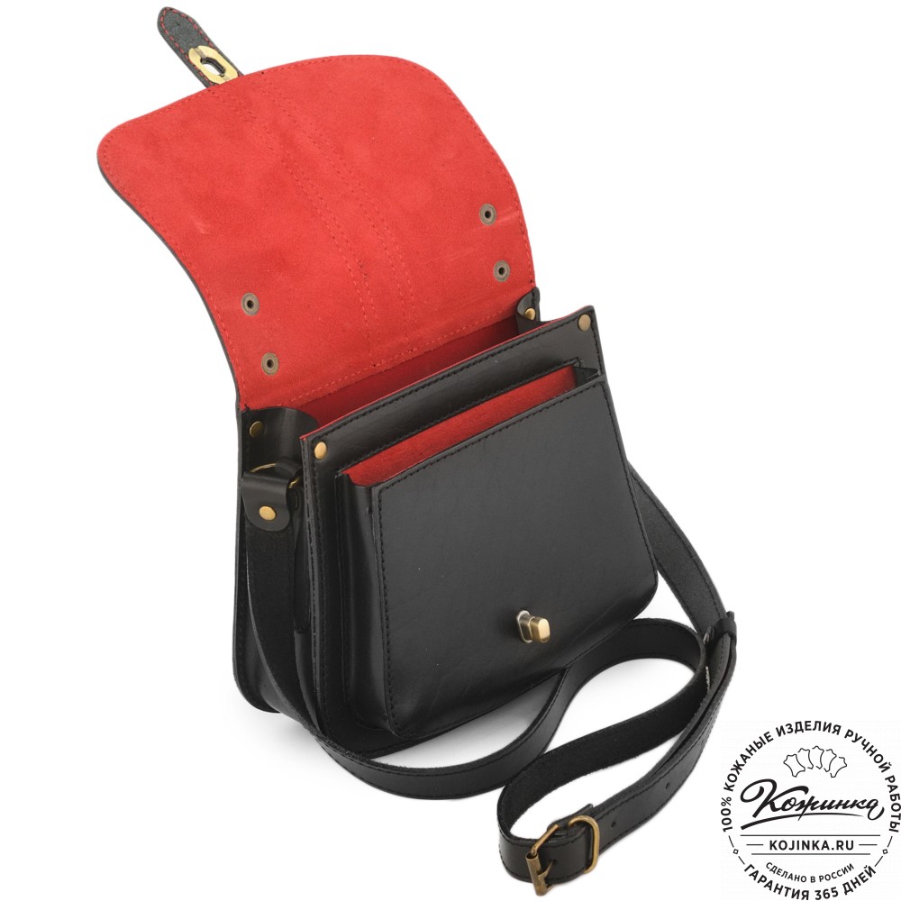 Кожаная сумка ручной работы "Париж" - с ручкой (черный)