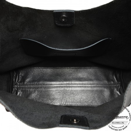 Женская кожаная сумка-шоппер "Ямайка" (черная) 