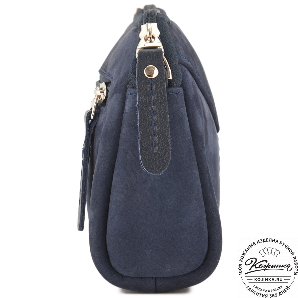  Кожаный клатч "Марта" (нубук синий)