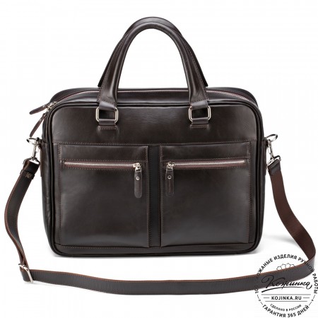Кожаная деловая сумка "Гофман" (коричневая) 