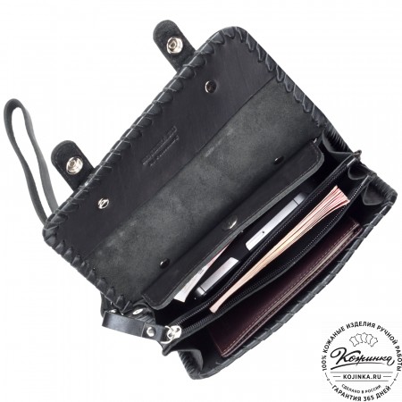 Кожаный клатч "Смит" (чёрный)