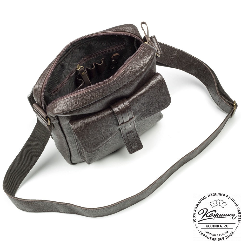 Кожаная сумка через плечо "Алекс" (тёмно-коричневая) 