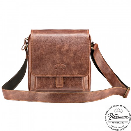 Кожаная сумка через плечо "Алекс" (светло-коричневая) 