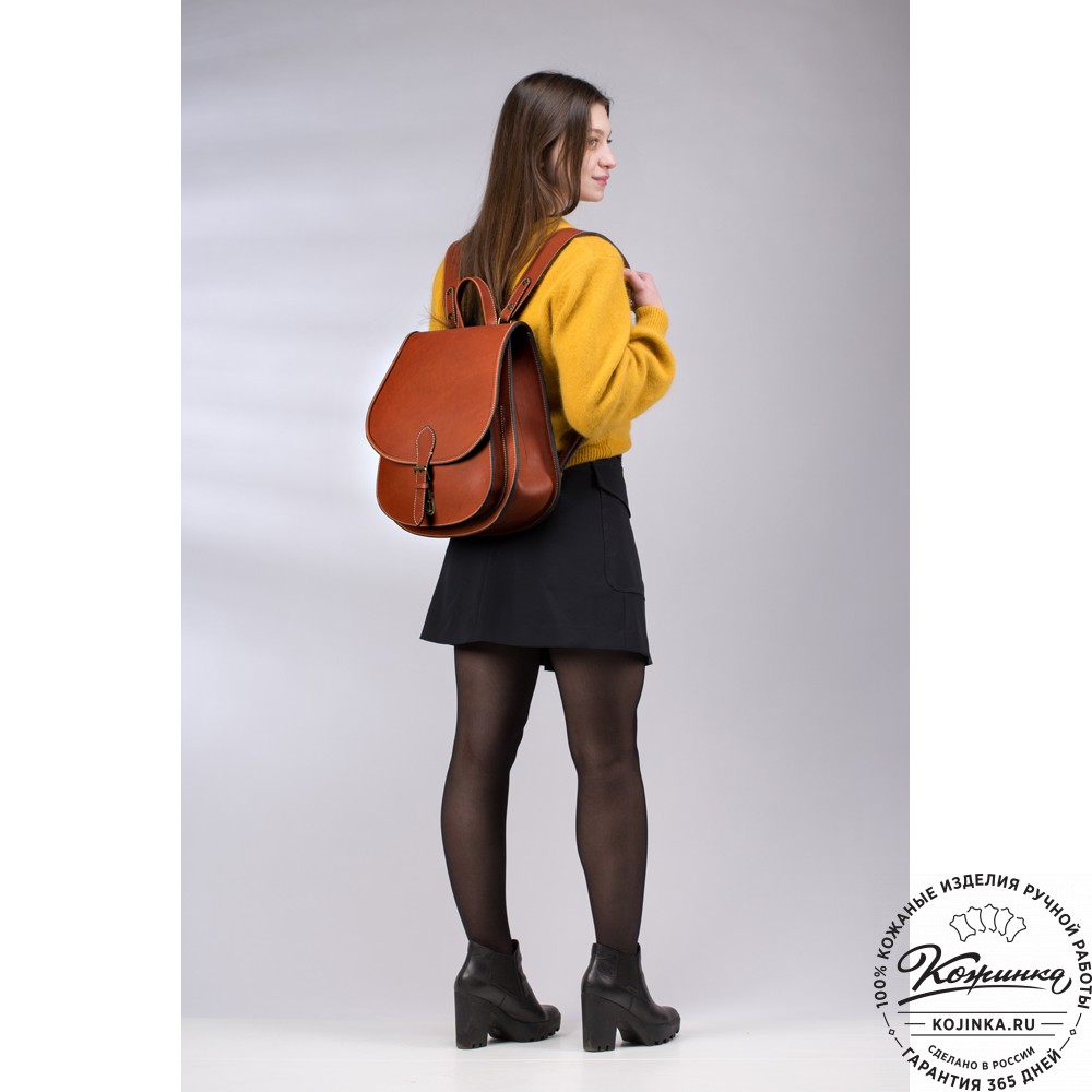 Кожаный рюкзак "Геральд" (красный)