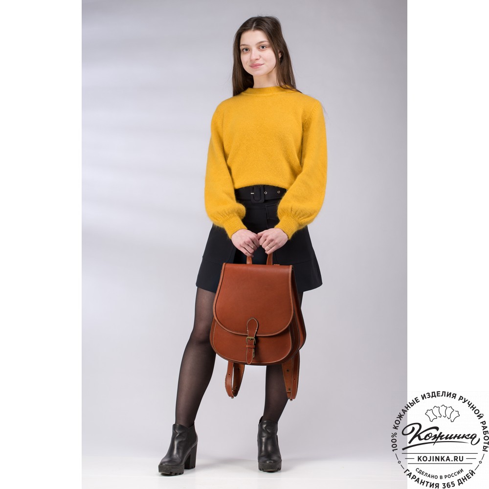 Кожаный рюкзак "Геральд" (красный)