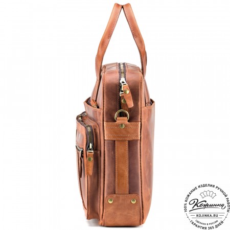 Кожаная деловая сумка "Гильермо" (коричневый крейзи) 