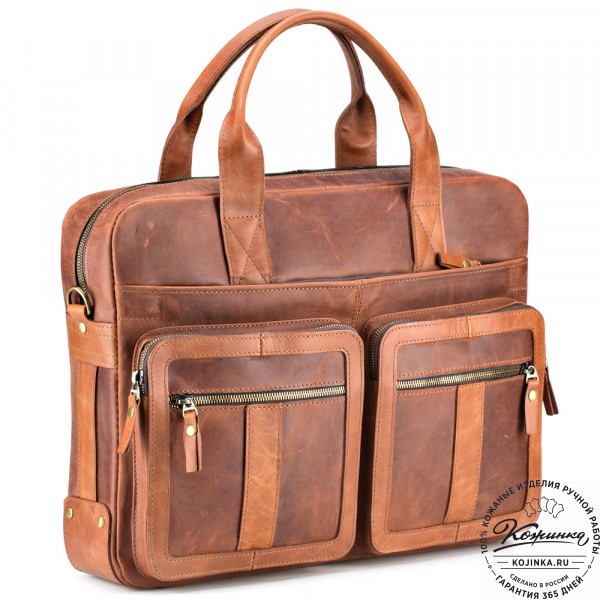 Кожаная деловая сумка "Гильермо" (коричневый крейзи) . фото 1
