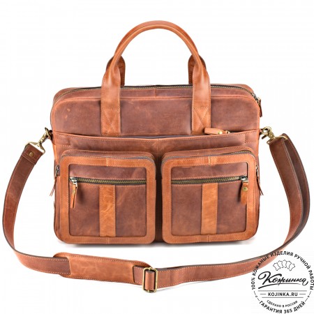 Кожаная деловая сумка "Гильермо" (коричневый крейзи) 