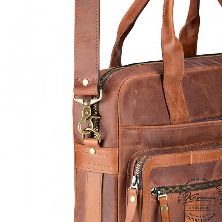 Кожаная деловая сумка "Гильермо" (коричневый крейзи) 