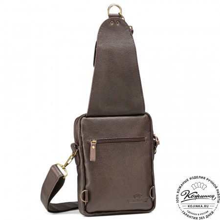 Кожаная нагрудная сумка "Стивен" (тёмно-коричневая)
