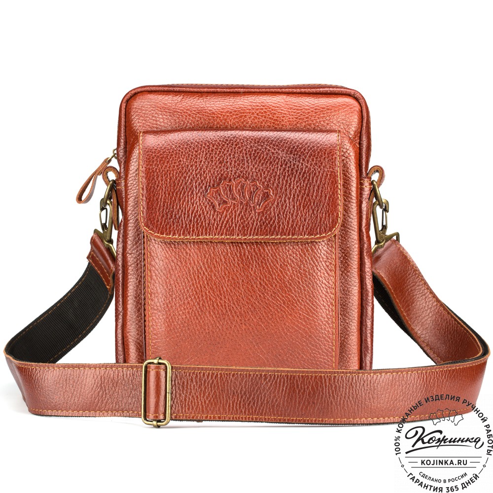 Кожаная нагрудная сумка "Стивен" (рыжая)