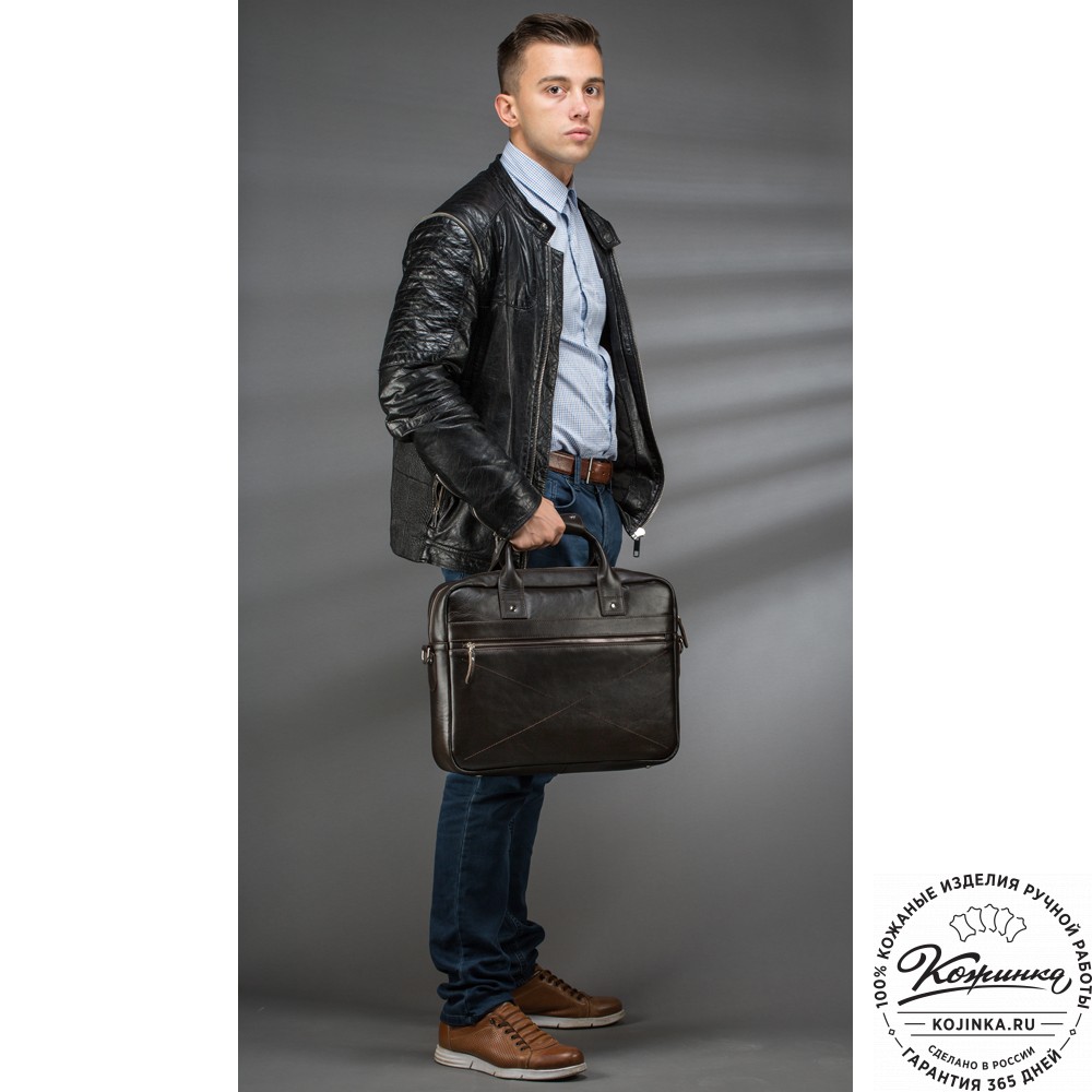 Кожаная деловая сумка "Андерсон" (коричневая) 
