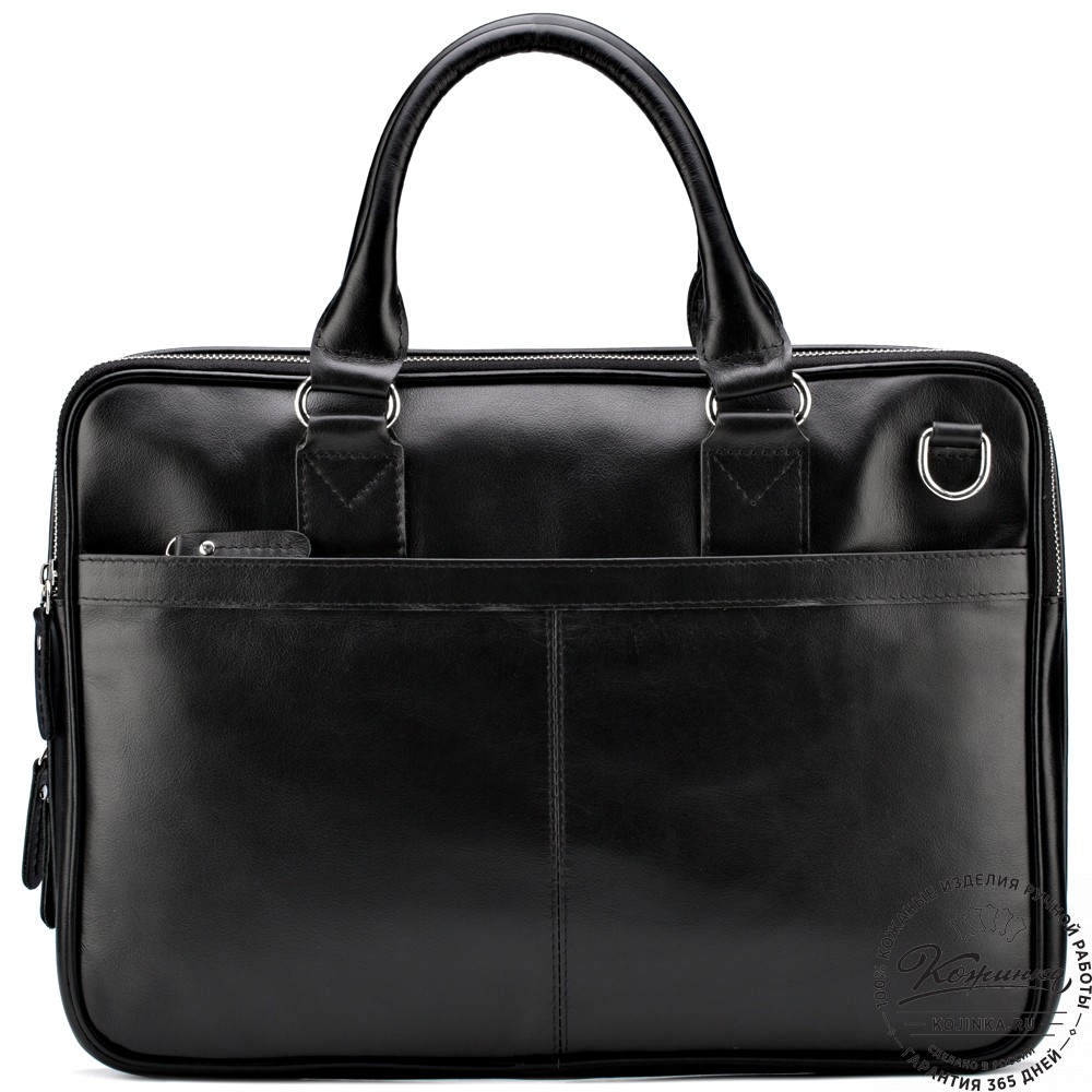 Кожаная деловая сумка "Кларк" (чёрная) 