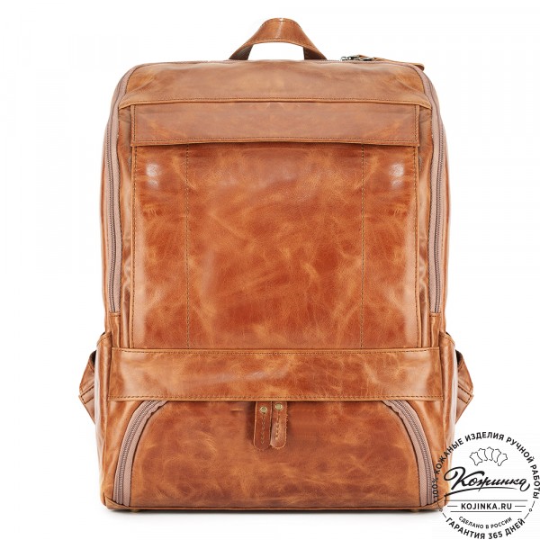 Кожаный рюкзак "Вена" (рыжий антик). фото 1