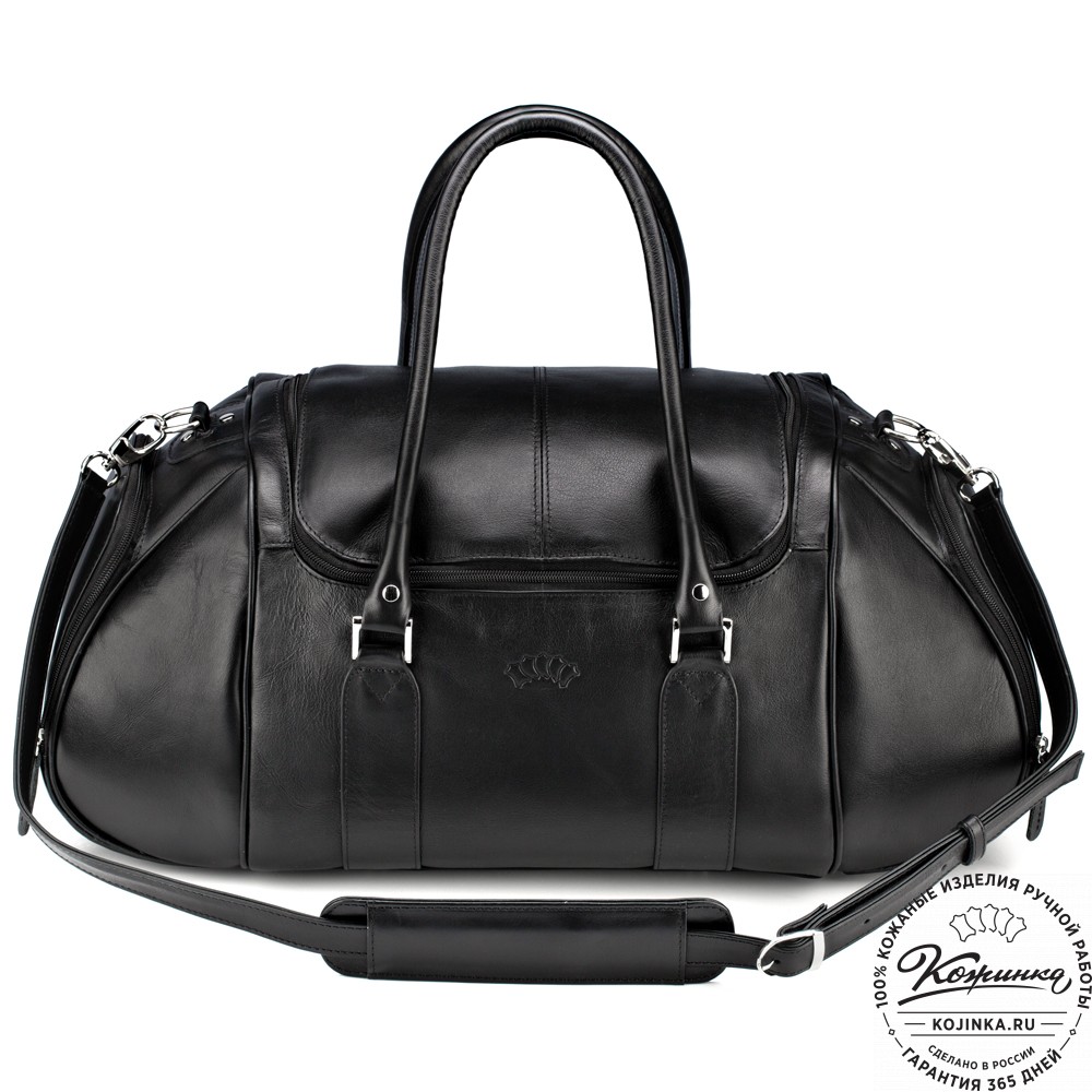 Кожаная дорожно-спортивная сумка "Дональд" (чёрная)