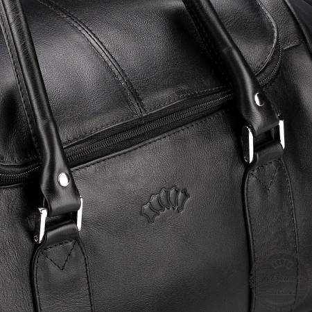 Кожаная дорожно-спортивная сумка "Дональд" (чёрная)