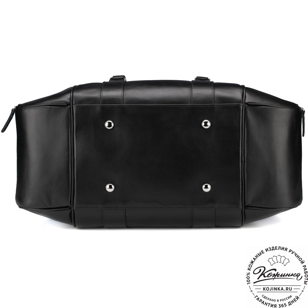 Кожаная дорожно-спортивная сумка "Дональд" (чёрная)