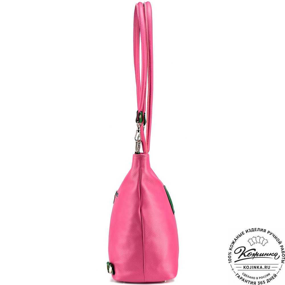 Женская кожаная сумка-рюкзак "Валентино" (фуксия)