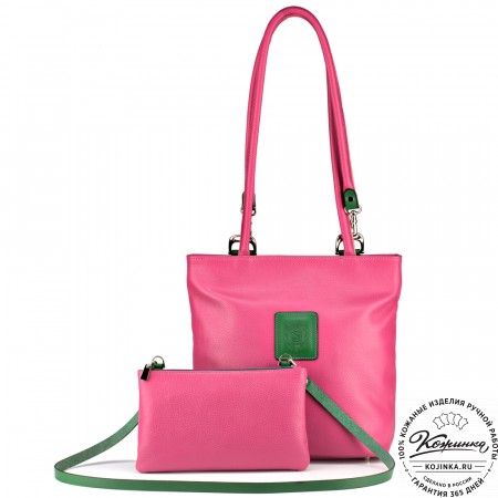 Женская кожаная сумка-рюкзак "Валентино" (фуксия)