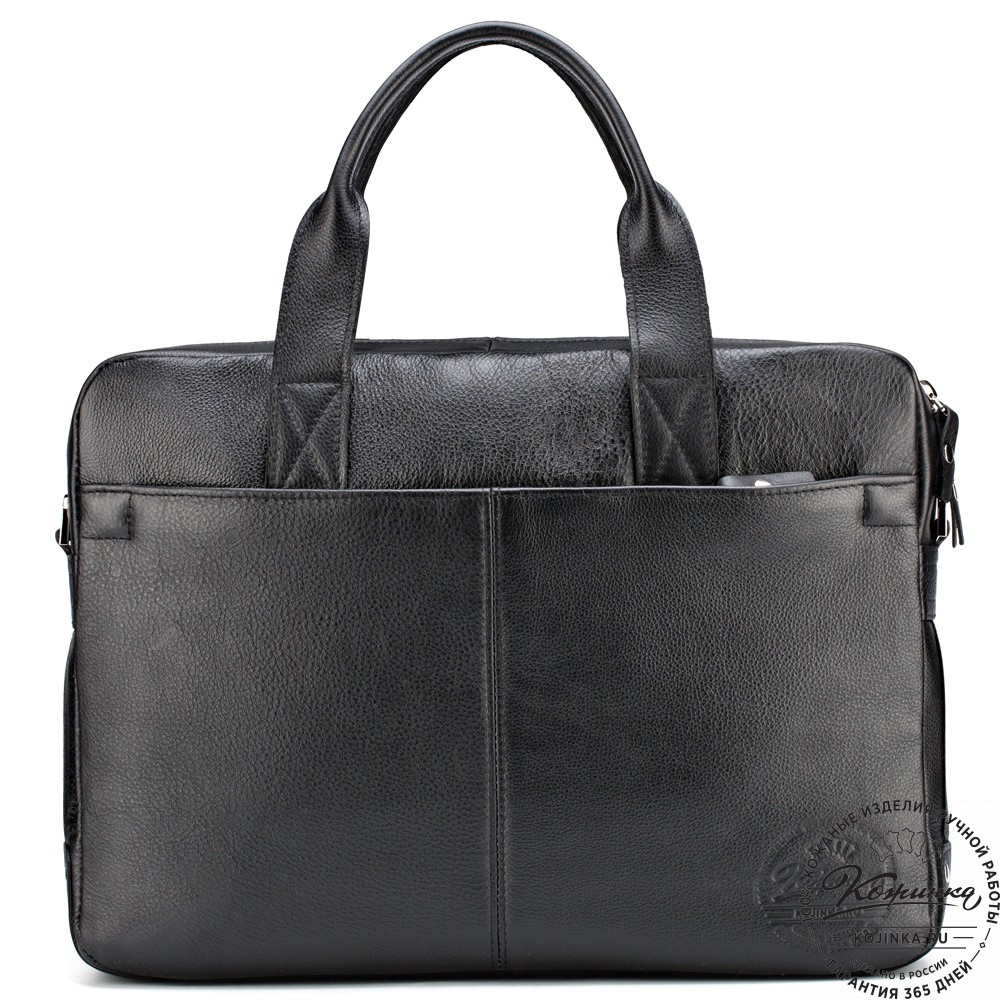 Кожаная деловая сумка "Гильермо" (чёрная) 