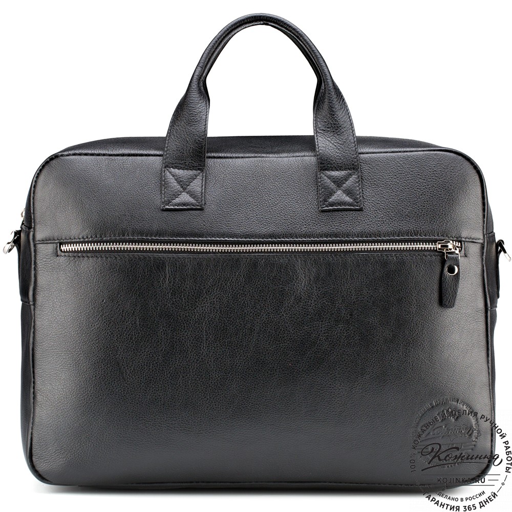 Кожаная деловая сумка "Райли" (чёрная) 
