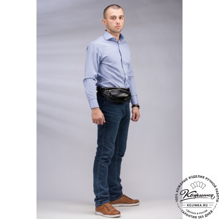 Кожаная сумка на пояс "Рики" (коричневая гладкая кожа)