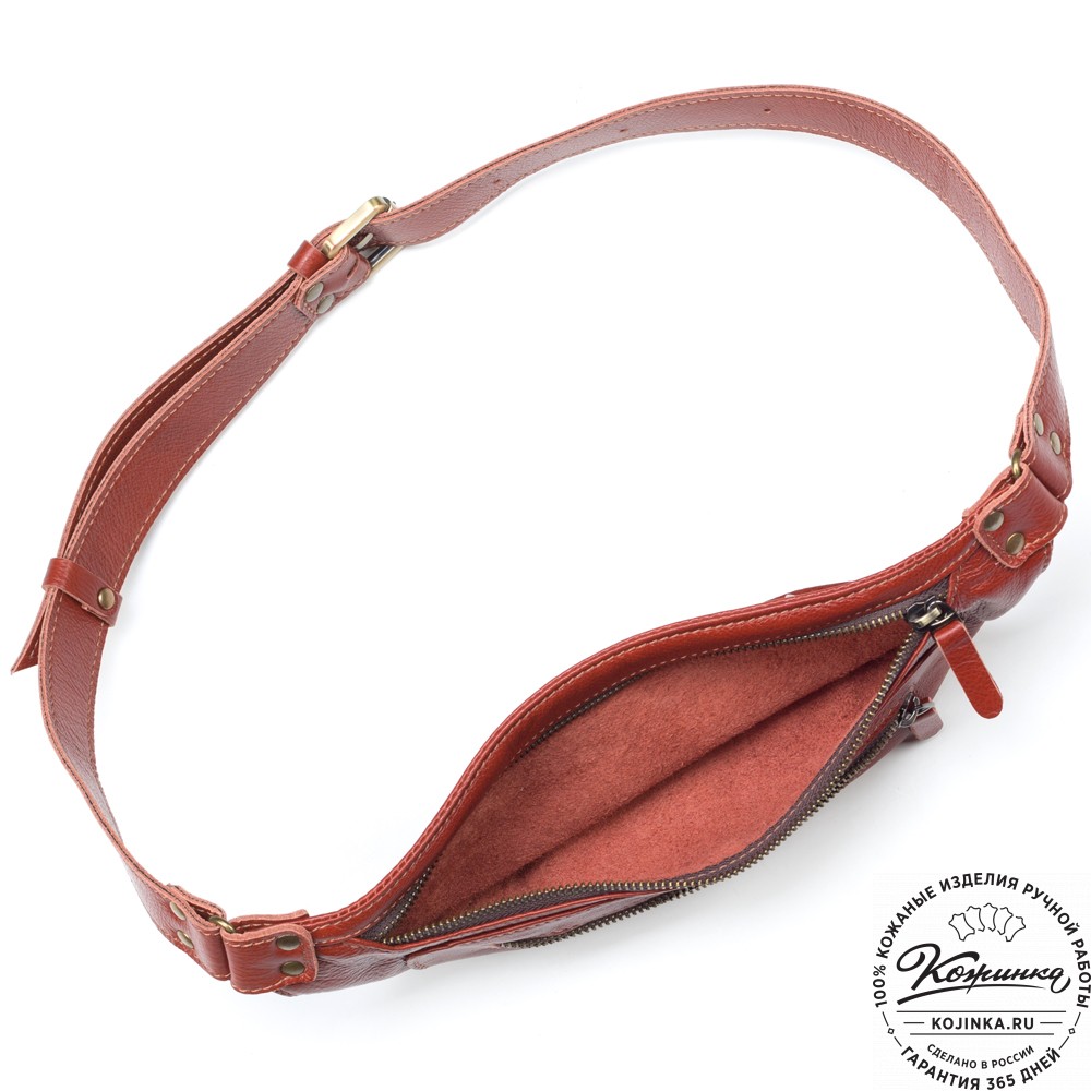 Кожаная сумка на пояс "Рики" (рыжая)