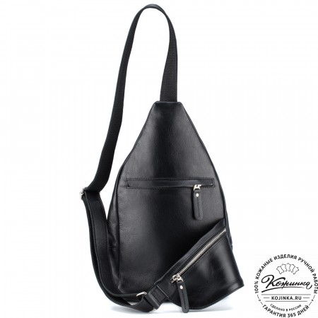 Кожаная нагрудная сумка "Аполлон" (чёрная)