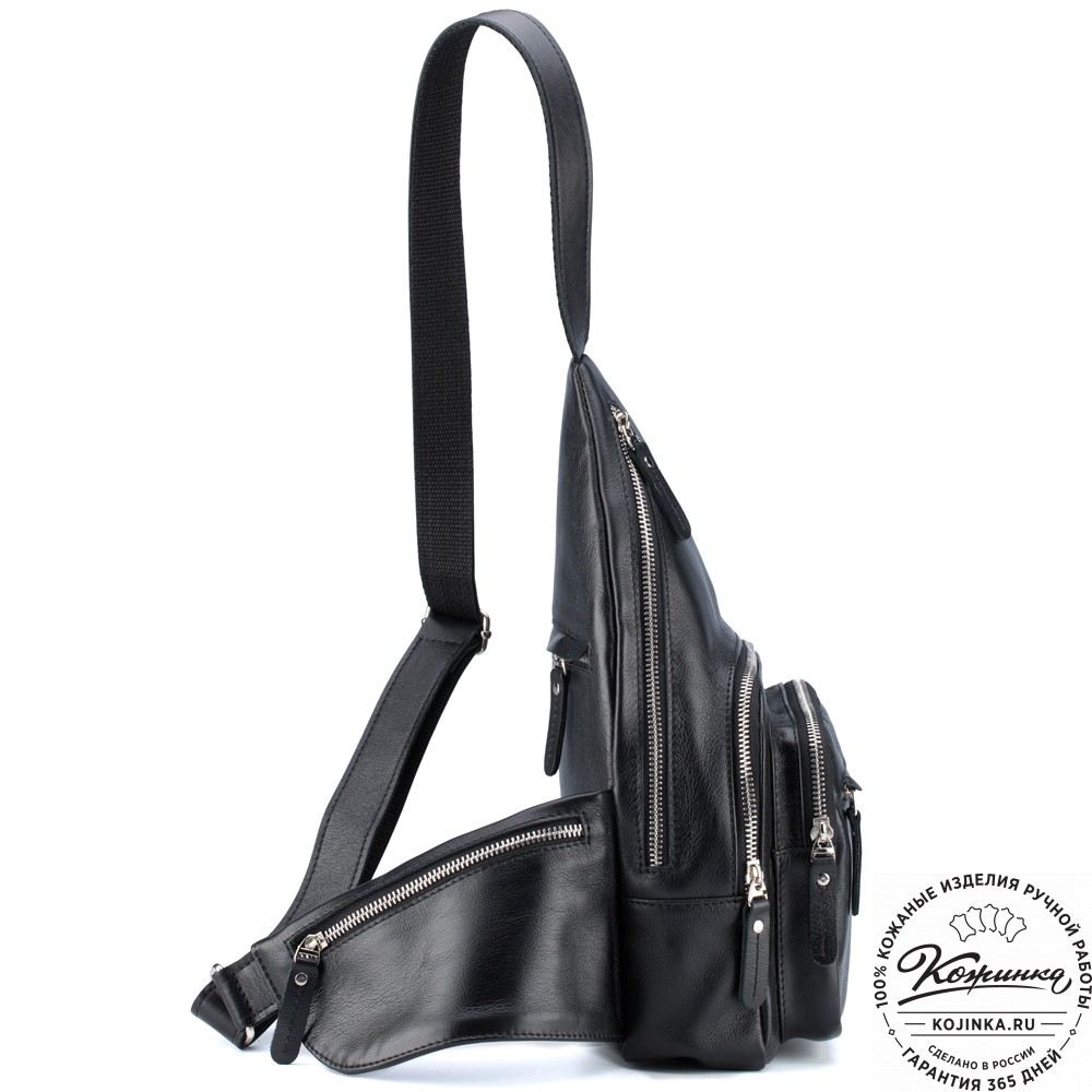 Кожаная нагрудная сумка "Аполлон" (чёрная)