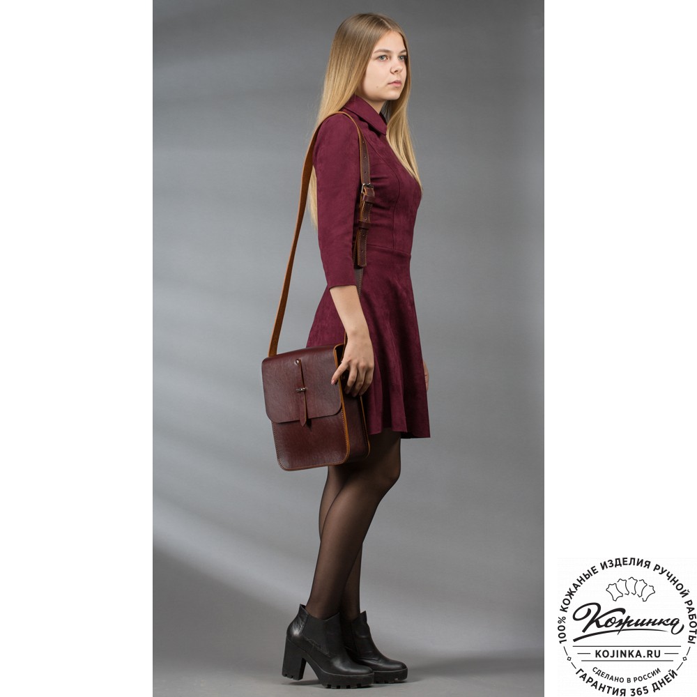 Кожаная сумка через плечо "Казань" (чёрная) 