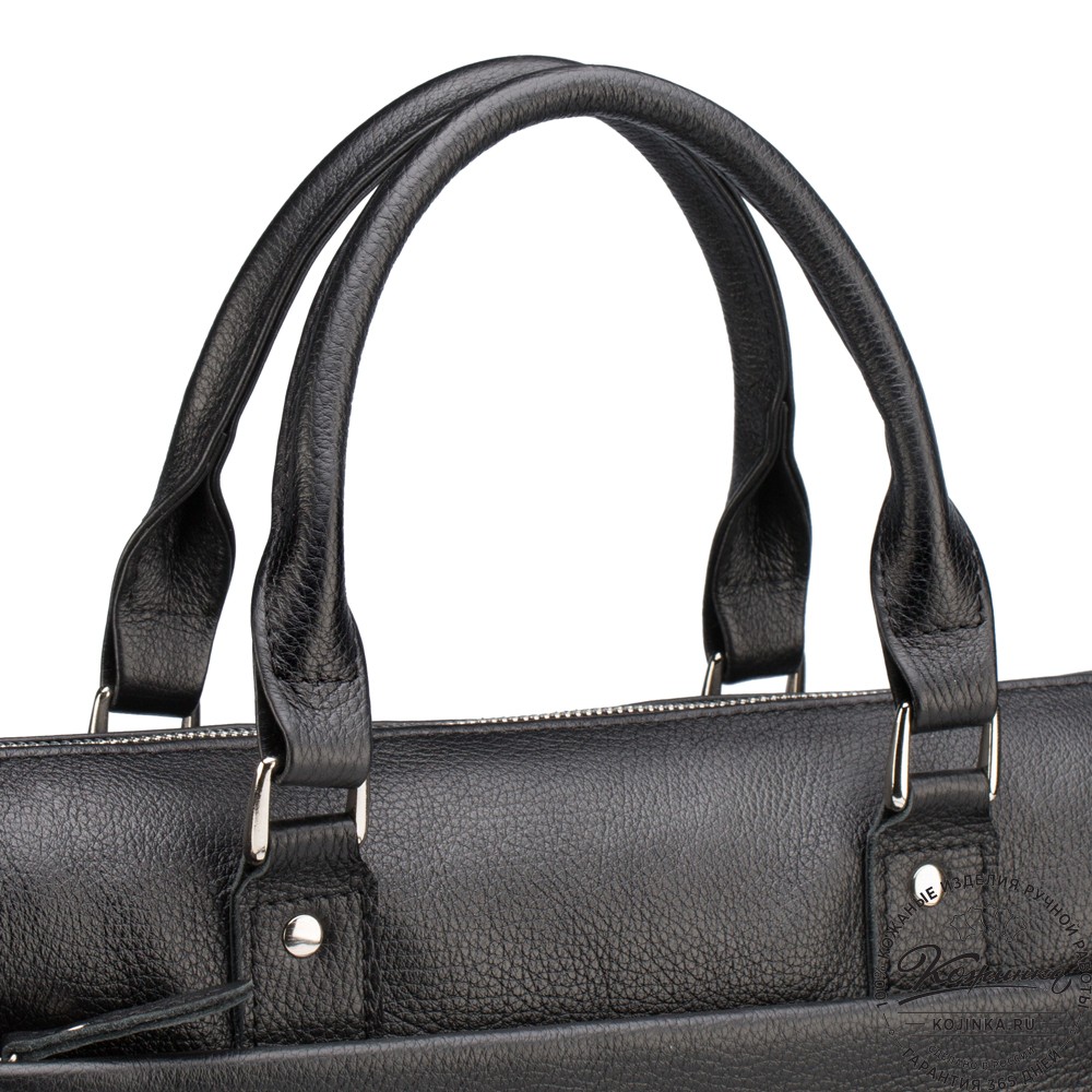 Кожаная деловая сумка "Вильямс" (чёрная) 