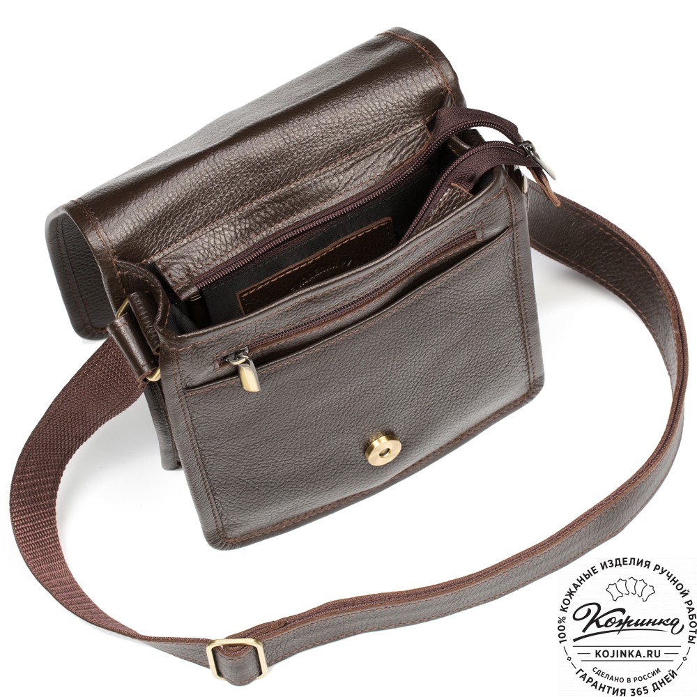 Кожаная сумка "Митчел мини" (тёмно-коричневая)