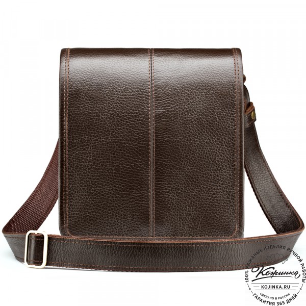 Кожаная сумка "Митчел мини" (тёмно-коричневая). фото 1
