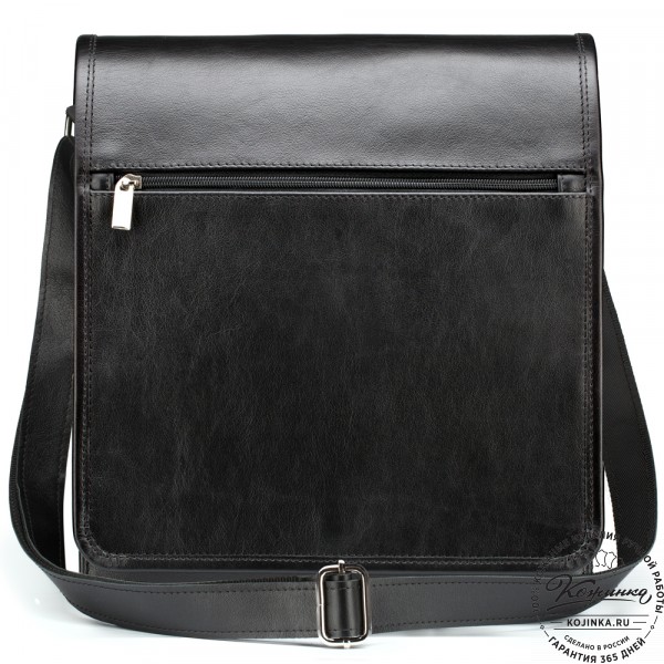 Кожаная сумка "Брэндон" (чёрная). фото 1