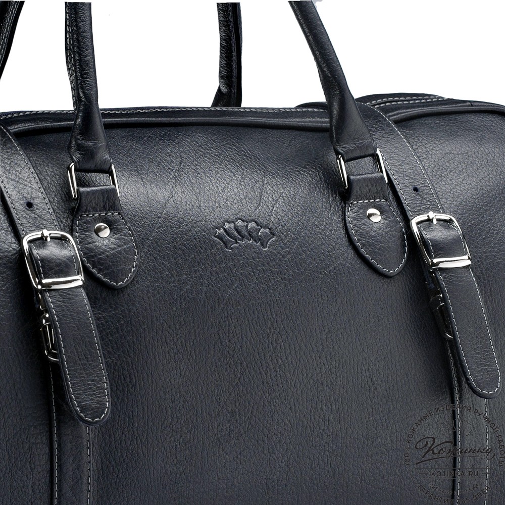 Кожаная дорожная сумка "Филипп" (синяя)