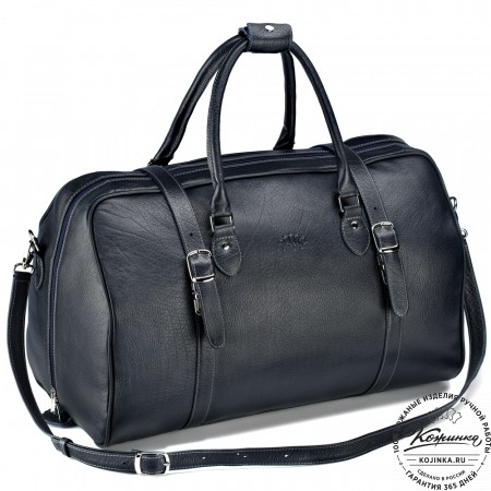Кожаная дорожная сумка "Филипп" (синяя)