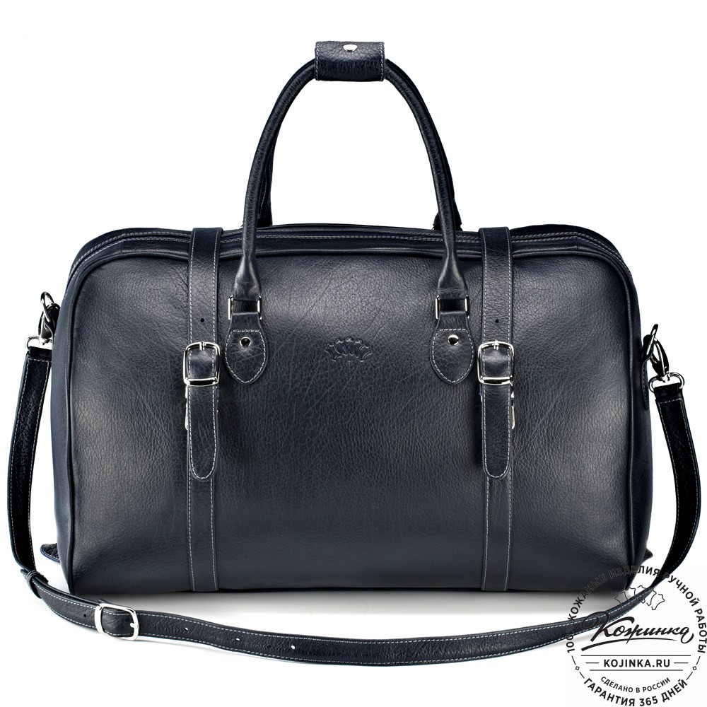 Кожаная дорожная сумка "Филипп" (синяя)