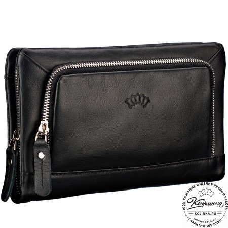 Кожаный клатч "Грэгори" (чёрный) 